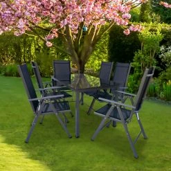 Großhandel 🛒 7-teilige Sitzgruppe - anthrazit - Aluminum - 190x90 cm 👍