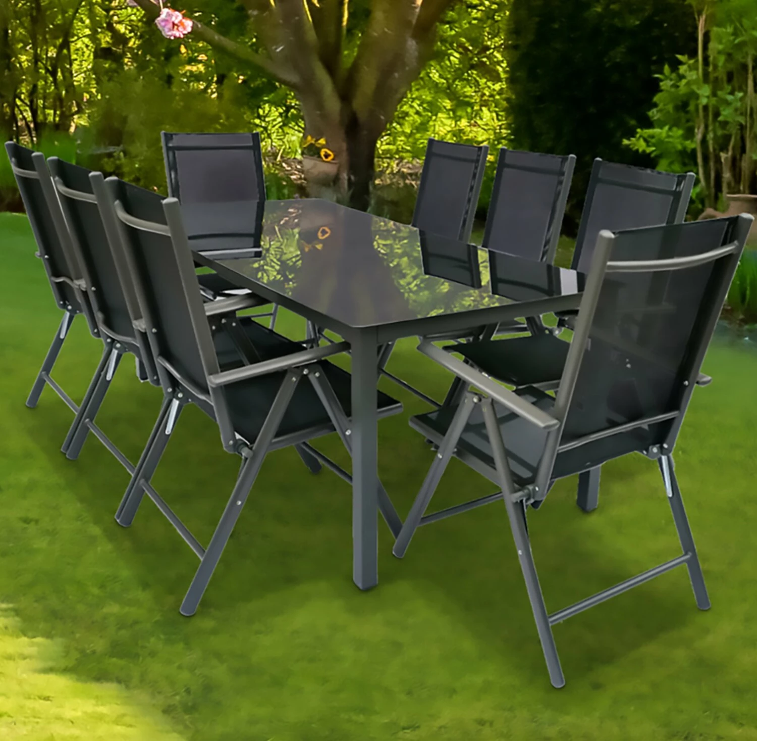 Bestpreis 🌟 9-teilige Sitzgruppe - anthrazit - Aluminium - 190x90 cm 😍 5 Bestpreis 🌟 9-teilige Sitzgruppe - anthrazit - Aluminium - 190x90 cm 😍 – Bild 3