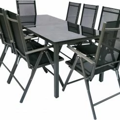 Bestpreis 🌟 9-teilige Sitzgruppe - anthrazit - Aluminium - 190x90 cm 😍