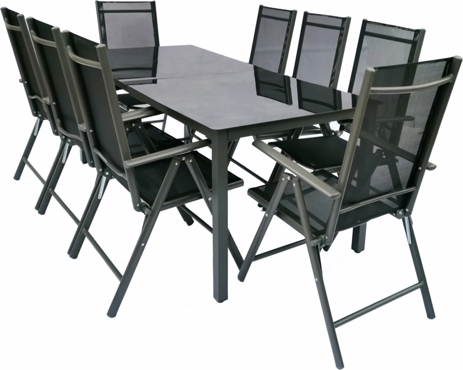 Bestpreis 🌟 9-teilige Sitzgruppe - anthrazit - Aluminium - 190x90 cm 😍 3 Bestpreis 🌟 9-teilige Sitzgruppe - anthrazit - Aluminium - 190x90 cm 😍